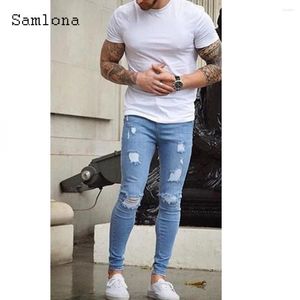 Heren jeans sexy gescheurde denim broek mannen casual potlood demin street slijtage 2024 European and American Style Fashion Trouser