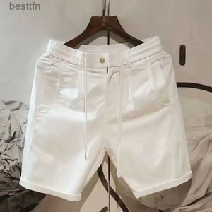 Heren Jeans Shorts Adem Mode Casual 2022 Berdas Shorts Koreaans Lichtgewicht Cool Elastisch Street chic Wit Zomer Heren TailleL231208