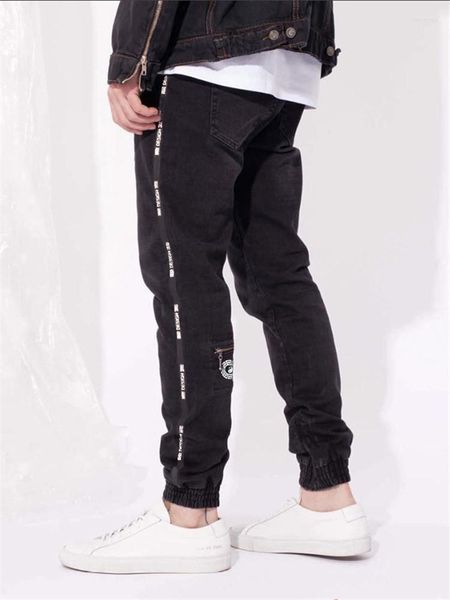 Jeans pour hommes Side Stripe Mens Cool Designer Brand Black Skinny Ripped Destroyed Stretch Slim Fit Hip Hop Pantalon Crus Zipper Denim