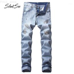 Hommes Jeans Silentsea Haute Qualité Mode Hommes Pantalon Droit Toute La Saison Casual Lâche Marque Mâle Réparé Étudiant Jeans1 L230724