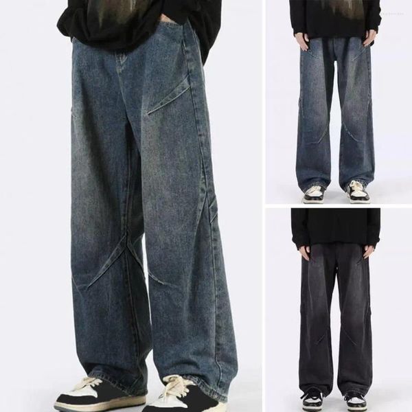 Jeans pour hommes simples hommes denim pantalons hip hop style femme taille haute baggy pantalon décontracté jambe large avec pour