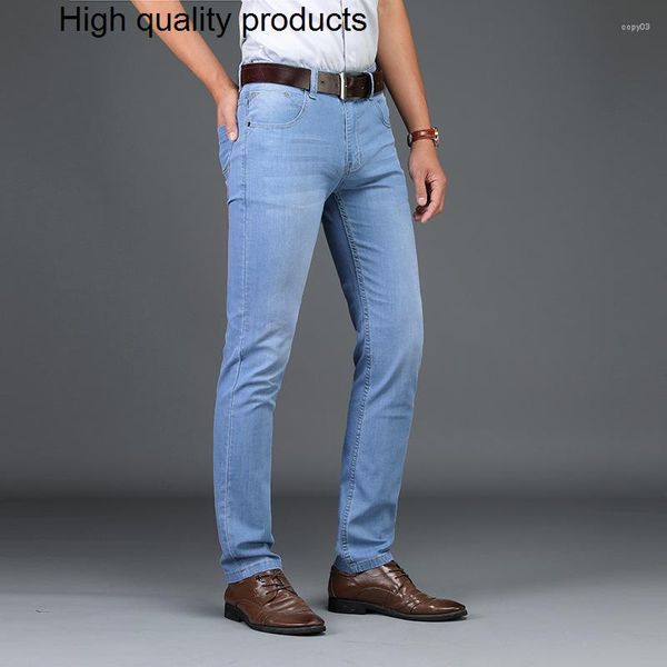 Jeans pour hommes Skinny Hommes 2023 Mode Homme Business Stretch Denim Pantalon Casual Bleu Clair Vintage Robe Pantalon Printemps Été