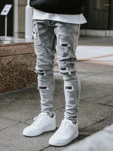 Herenjeans Skinny Ripped Fashion Bedelaar Patches Slanke Stretch Denim Broek Hip Hop Joggingbroek Streetwear