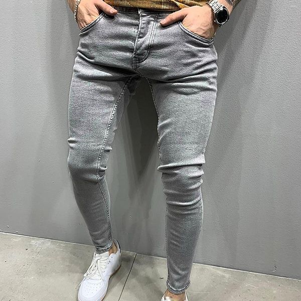 Pantalones vaqueros para hombre, pantalones vaqueros ajustados rasgados a la moda para hombre, pantalones de mezclilla para hombre, pantalones de trabajo de Hip Hop para hombre, ropa de calle fina ajustada informal 2023