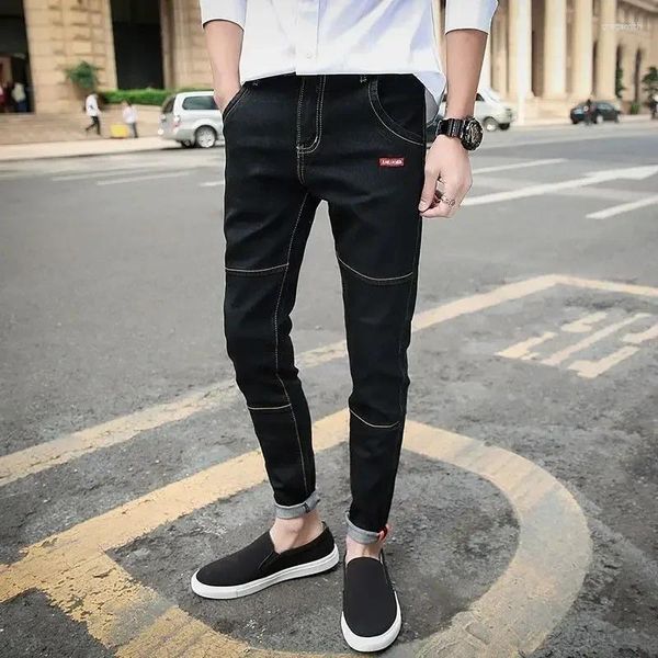 Jeans masculin slim fit skinny extensible homme cowboy pantalon élastique pantalon serré pipe noire vêtements de luxe emo