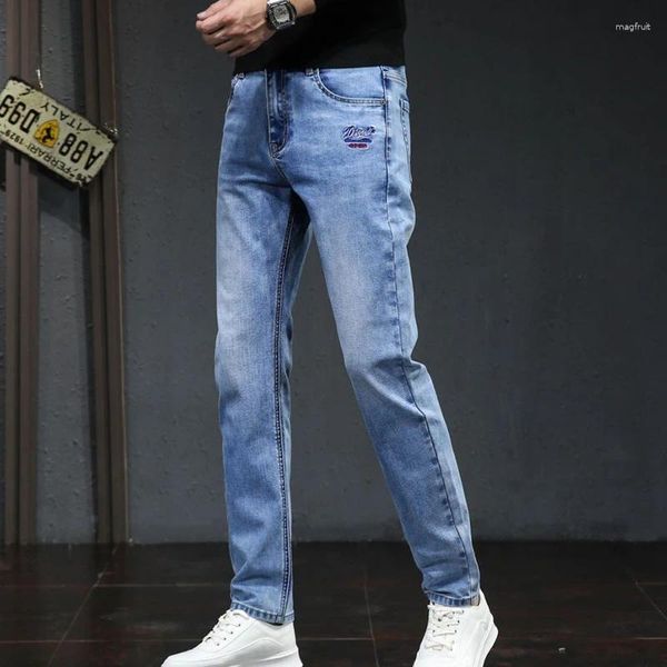 Jean pour hommes coupe ajustée élastique droit Denim mode classique goutte décontracté pantalon d'affaires printemps automne pantalon