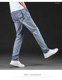 Heren jeans slanke mannen klassieke modeelasticiteit denim broek licht blauw gewassen merk casual broek mannelijk plus maat