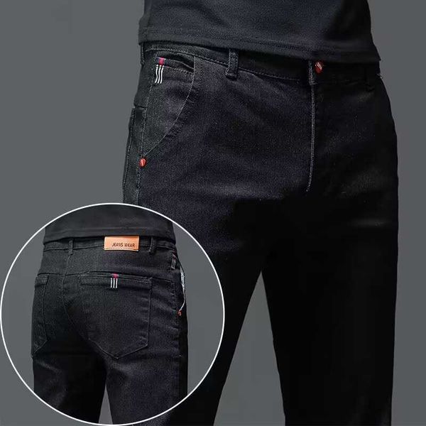 Jeans pour hommes Couleur unie coton noir gris foncé Jeans pantalons pour hommes classique mince Stretch décontracté mode coréenne jeunesse mâle Denim pantalon J230926