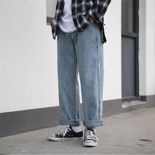 Pantalones vaqueros para hombre, pantalones de pierna ancha con bolsillo informal sueltos de Corea del Sur, tendencia recta de otoño para hombre