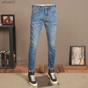 Jeans masculins printemps 2022 Nouveau jean élastique pour hommes confortable mince de haute qualité classique à la mode de la cheville conique pantalon denim y68l2403