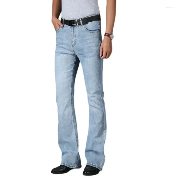 Jeans para hombres Primavera 2024 Vintage acampanado para hombres Boot Cut Denim Classic Bell Bottom Pantalones casuales Moda Pantalones azules claros