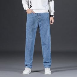 Heren Jeans Lente En Herfst 2021 Casual Blauw Mode Regular-fit Stretch Klassieke Lichte Broek Grote Maat 40239E
