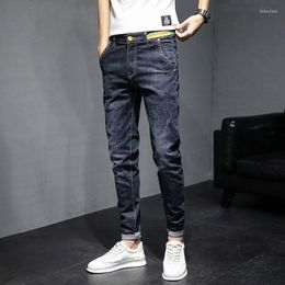 Jeans pour hommes printemps et automne bleu foncé décontracté élégant Cargo Denim Harajuku créateur de mode vêtements hommes Slim petit ami pantalons pour hommes