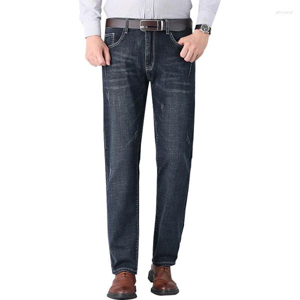 Pantalones vaqueros para hombre, pantalones rectos elásticos de primavera y otoño, talla grande informal 29-40