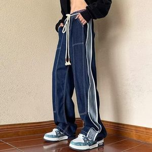 Jeans pour hommes Style printemps et automne 2024 High Street Design Sense Niche Loose Straight Wide-leg Pants