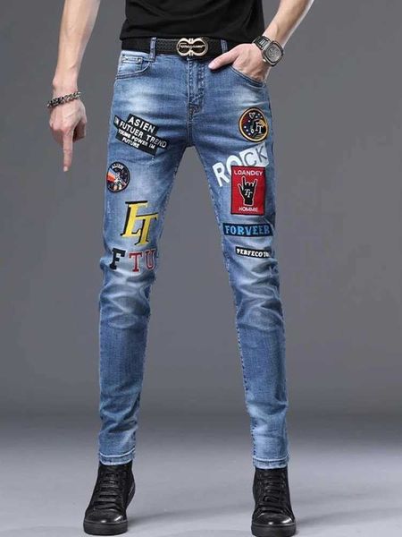 Jeans masculin Spring and Automne Lavage designer Clothing Boyfriend Black Fashion Black Corée Retro Produit Ultra Thin Elastic Broidered pantalon Q240509