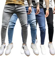 Jeans pour hommes printemps et automne pantalons décontractés quotidiens 4 couleurs skinny stretch moto hommes couleur unie vêtements de rue 2024