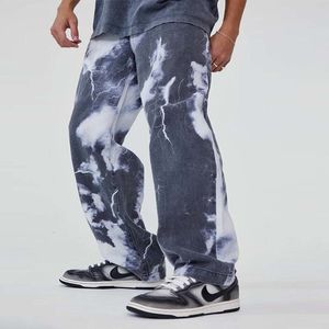 Hommes Jeans Printemps Et Été Hommes Punk Style Fasion Hip Hop Rue Droite Jeunesse Mâle Denim Pantalon Lâche Casual Marque Pantalon 230228