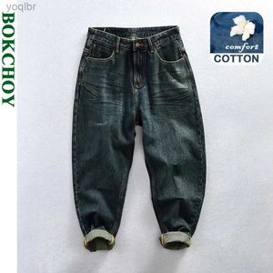 Jeans masculins printemps et été nouveau vintage jeans effilé des vêtements masculins lavés avec du jogger à fermeture éclair en coton doux K1022L244