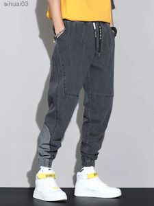Jeans masculin Spring and Summer Pocket Jeans pour hommes Pantalons denim Hip Hop Vêtements Black Jogger Backyard Jeans Plus taille 6xl 7xl 8xll2403