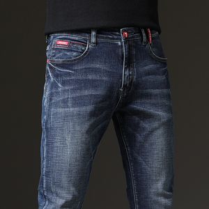 Jeans pour hommes Printemps Automne Bleu Couleur Unie Micro élastique Classique Hommes Droit Slim Mode Denim Pantalon Mâle 230207