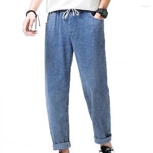 Jeans masculin printemps automned rascy élastique taise droite de travail en bleu en denim Hip Hop Slack Bottom Joggers Streetwears