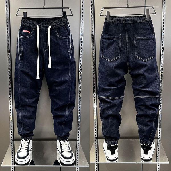 Jeans pour hommes Printemps Automne Vêtements Tendance Patchwork Corset Bleu Casual Baggy Daddy Pantalon Jeune Haren Hommes Pantalons