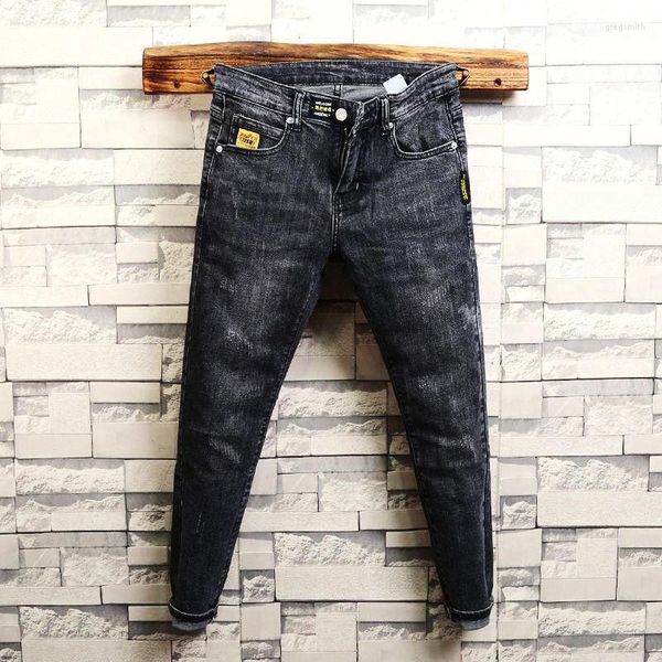 Pantalones vaqueros para hombre primavera otoño pantalones de vaquero Punk parche rasgado Denim ropa lavada para hombres ropa de calle recta mendigo pantalones coreanos