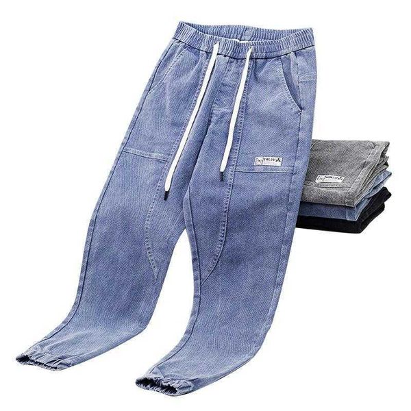 Jeans pour hommes printemps automne cordon des années 90 Streetwear petit ami Baggy élégant Designer Denim Harlan lâche bleu clair Cargo Harlan pantalon Jeans Z0508