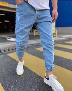 Jeans pour hommes Printemps Automne Pantalon Couleur Unie Crochet Slim Fit Leggings Mode Hip Hop Style Danse Vêtements personnalisés