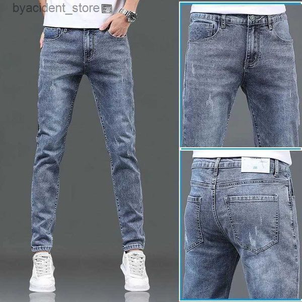 Jeans para hombres Primavera Otoño Slim Blue Jeans Barato Cowboy Wash Estilo coreano Adolescentes Lujo Hip Hop Elegante Denim Moda Pantalones pitillo L240313