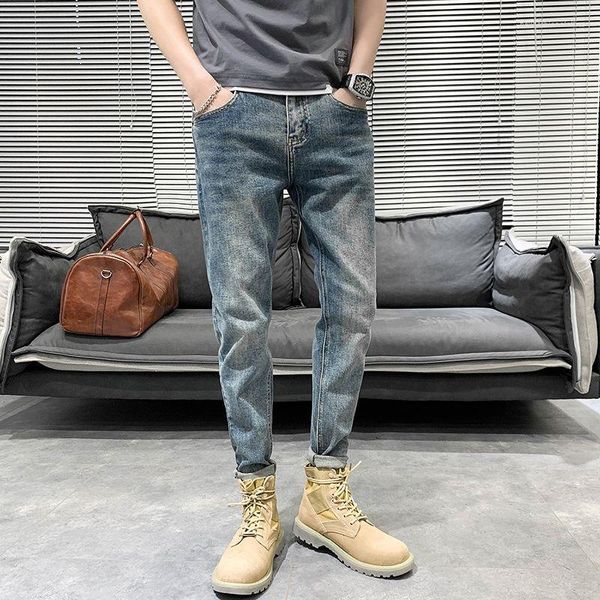 Jeans pour hommes printemps automne droit ample Style classique haute élasticité Chic Baggy Denim pantalon mâle pantalons décontractés vêtements H73