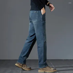 Jeans pour hommes printemps automne stretch droit mode lavé en détresse pantalon vintage mâle affaires décontracté baggy denim