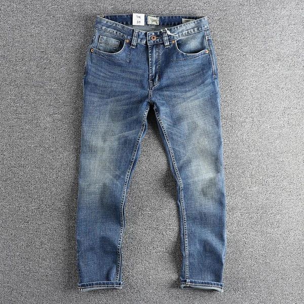 Jeans masculin Spring Fashion Men Wash pour faire la vieille jambe droite bleu clair tous les pantalons de tendance