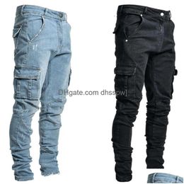 La Fête Du Printemps Des Jeans Pour Hommes Ne Se Ferme Pas.Vendent.Poches latérales Petits pieds Ajustement serré pour hommes Livraison directe Vêtements Hommes Clo Dhzjq