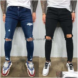 Jeans pour hommes Festival de printemps ne ferme pas les hommes de haute qualité sont morts jambe élastique avec des styles déchirés livraison directe vêtements vêtements Dhiah