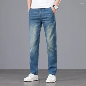 Jeans pour hommes printemps pour hommes haut de gamme lumière nostalgique bleu élastique lâche droite grande taille pantalons décontractés