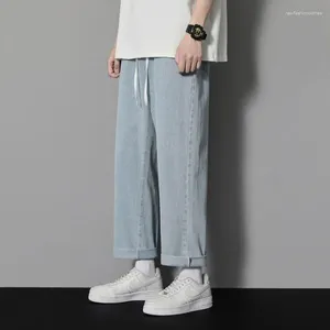 Jeans masculin printemps hong kong kong style tendance lâche large jambe élastique cordon de drame à cordon pantalon consécutif décontracté