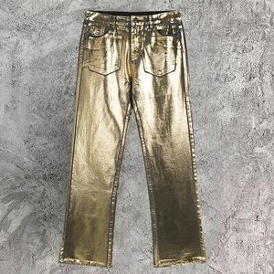 Jeans masculin Spring Laser Dark Gold for Men and Women Streetwear 2024 Casual Elastic Pants Trendy Dance Club Vaqueros Hombre