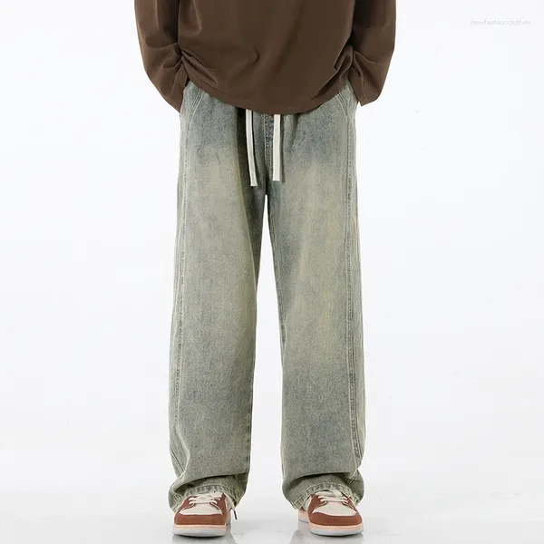 Jeans pour hommes Printemps Hommes Baggy Vintage Lavé Cordon Large Jambe Cargo Denim Pantalon Mode Casual Pantalon Lâche Mâle Designer Vêtements
