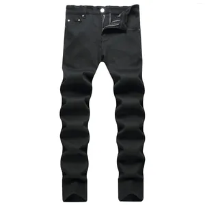 Jeans pour hommes Printemps Hommes Noir Slim Fit Basic Design Pantalon Stretchy Cinq poches Casual Denim