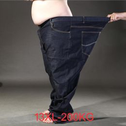 Jeans pour hommes Printemps Plus Taille Hommes 11XL 12XL 13XL Pantalon Pantalon Oversize 56 Élasticité Droite Coton Big Black 58Men's