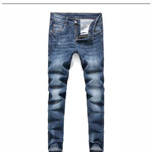 Jeans pour hommes printemps coupe ajustée jambe droite pantalon bleu marque à la mode européenne et américaine logo de broderie d'abeille pantalons décontractés pour adolescents 256