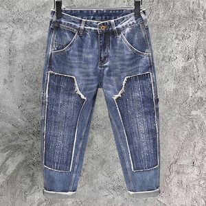 Jeans pour hommes Spring Straight Jean Splicing Design Stretchy Blue Loose Slim Fit Hip Hop Style Pantalon pour hommes Pantalon Vaquero Hombre