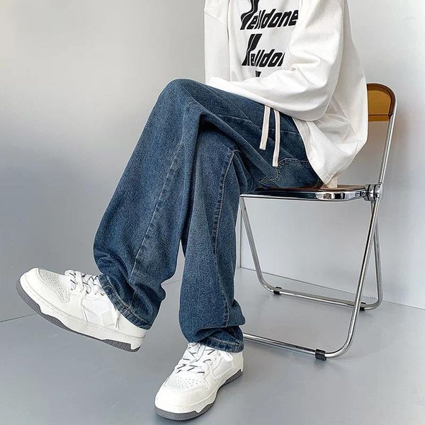 Jeans pour hommes Printemps Streetwear Baggy Hommes Mode Coréenne Lâche Droite Pantalon à Jambes Larges Mâle Marque Vêtements Boue-Jaune Rétro-Bleu