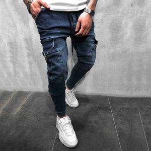 Jeans masculins printemps été 2023 Nouveau jean skinny jeans Hip Hop Sweatpants Cargo High Street Mens Slim Denim Long Pantalon D240417
