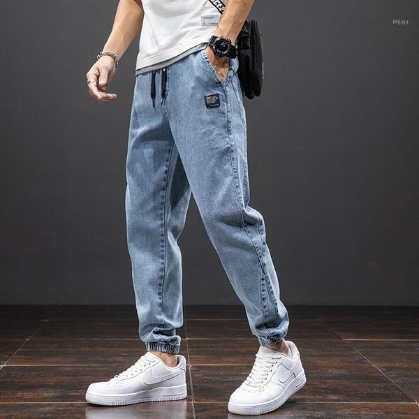 Jeans homme printemps été noir bleu fret hommes Streetwear Denim survêtement pantalon Baggy Harem Jean grande taille 6XL 7XL 8XL