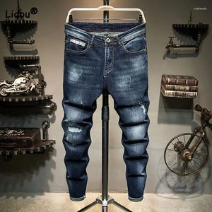 Jeans pour hommes printemps été décontracté tendance trou 2023 mode Streetwear mince taille moyenne Denim crayon pantalon vêtements masculins