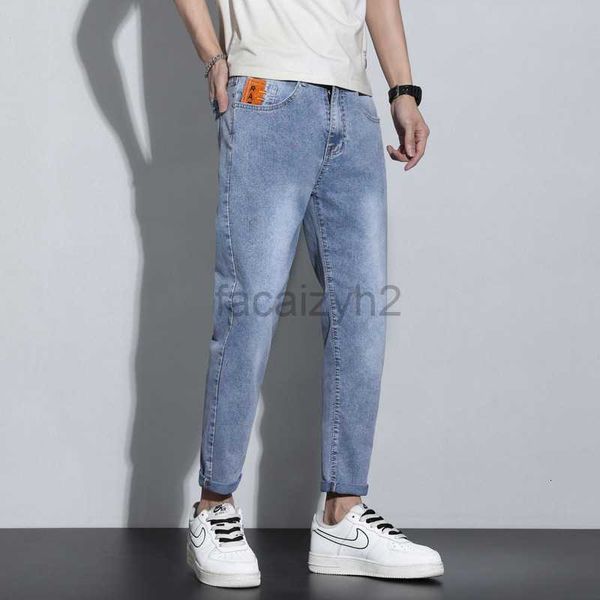 Jeans masculin printemps / été nouveau édition de jeans masculin édition élastique jeune 9 pouces petite tube droit bleu jeans masculin et pantalon taille plus taille