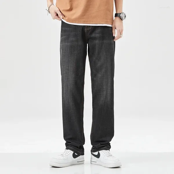 Jeans para hombres Primavera Verano Streetwear Baggy Hombres Moda coreana suelta recta ancha pantalones de pierna masculina marca negra Y2K ropa